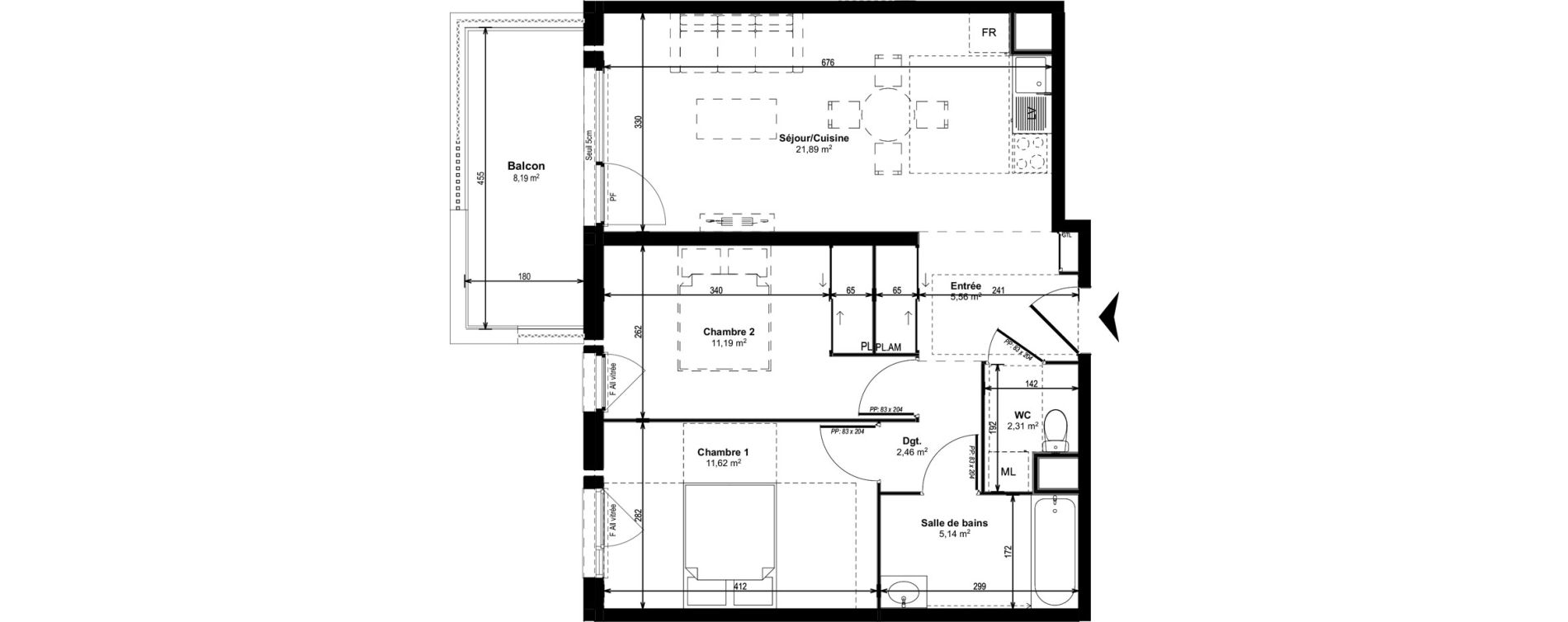 Appartement T3 de 60,17 m2 &agrave; Dijon Castel