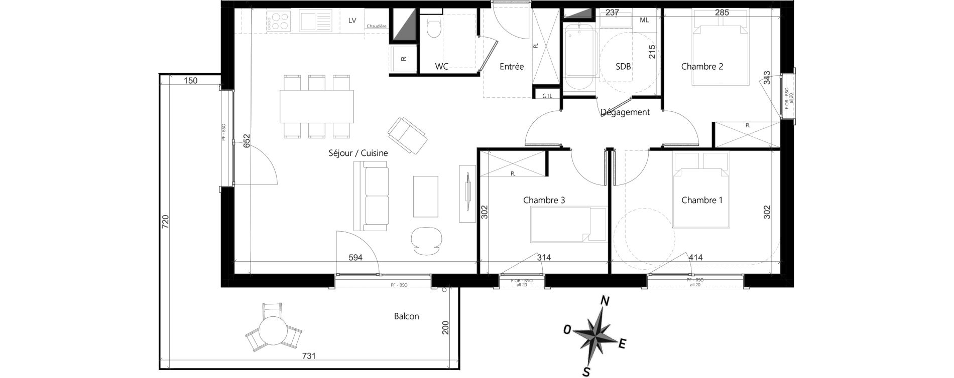Appartement T4 de 80,95 m2 &agrave; Dijon Montmuzard