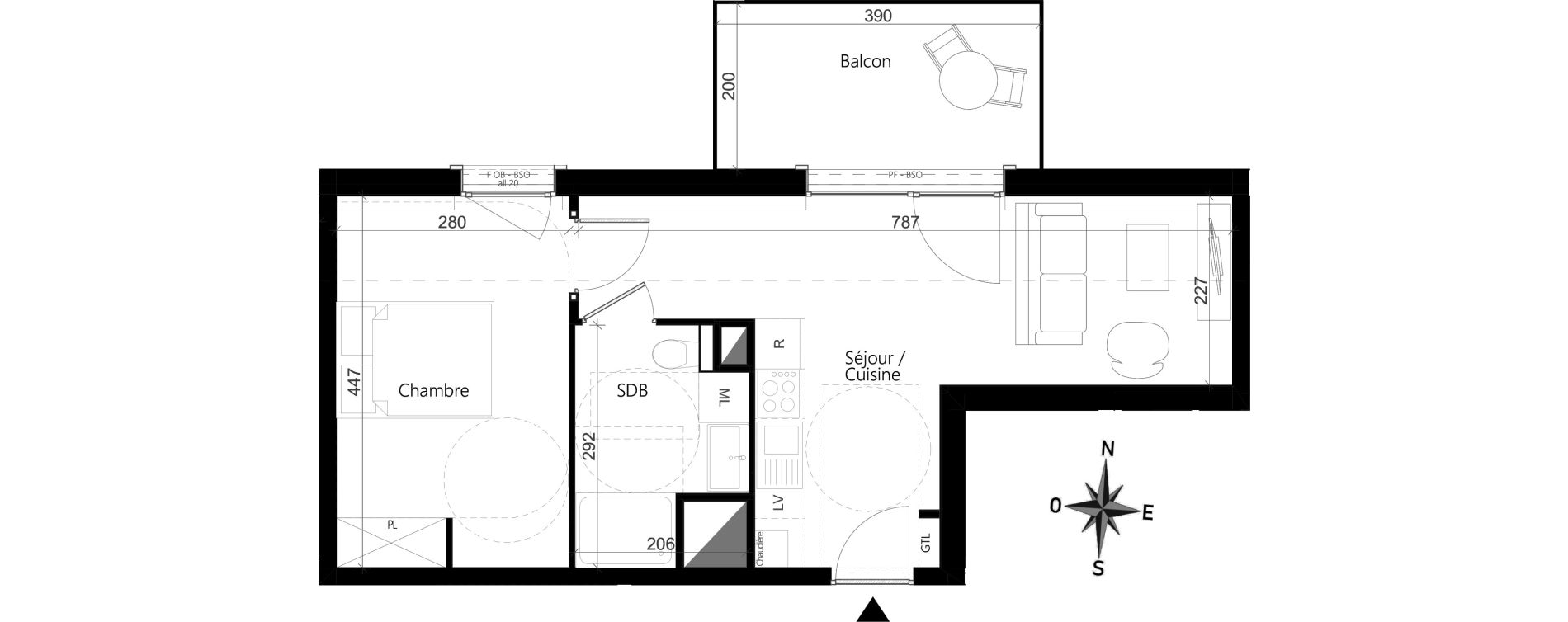 Appartement T2 de 37,15 m2 &agrave; Dijon Montmuzard