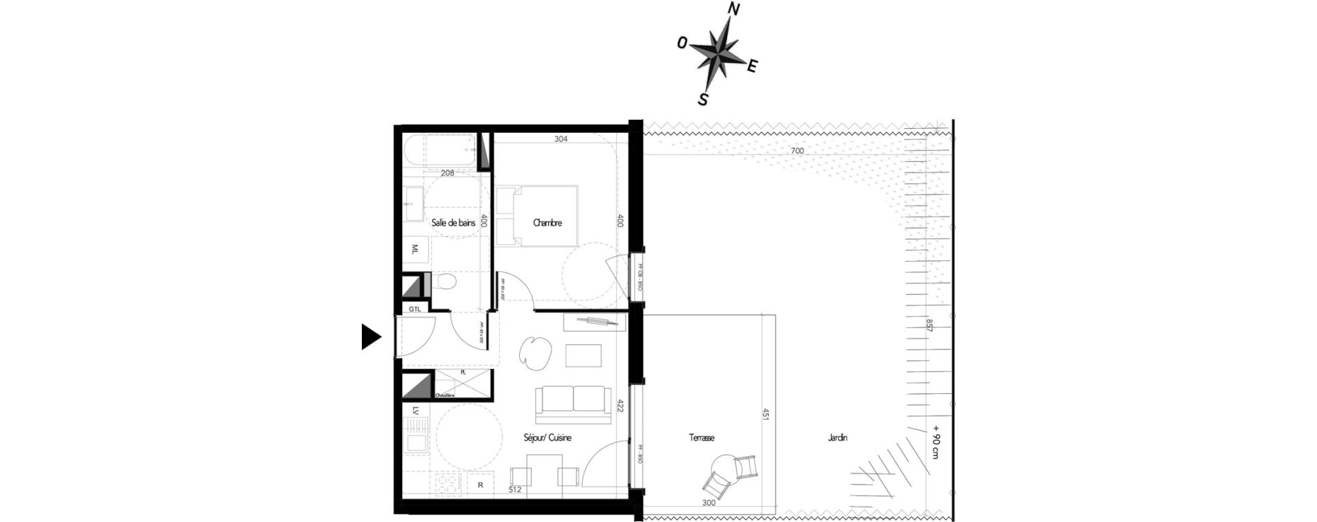 Appartement T2 de 40,20 m2 &agrave; Dijon Montmuzard