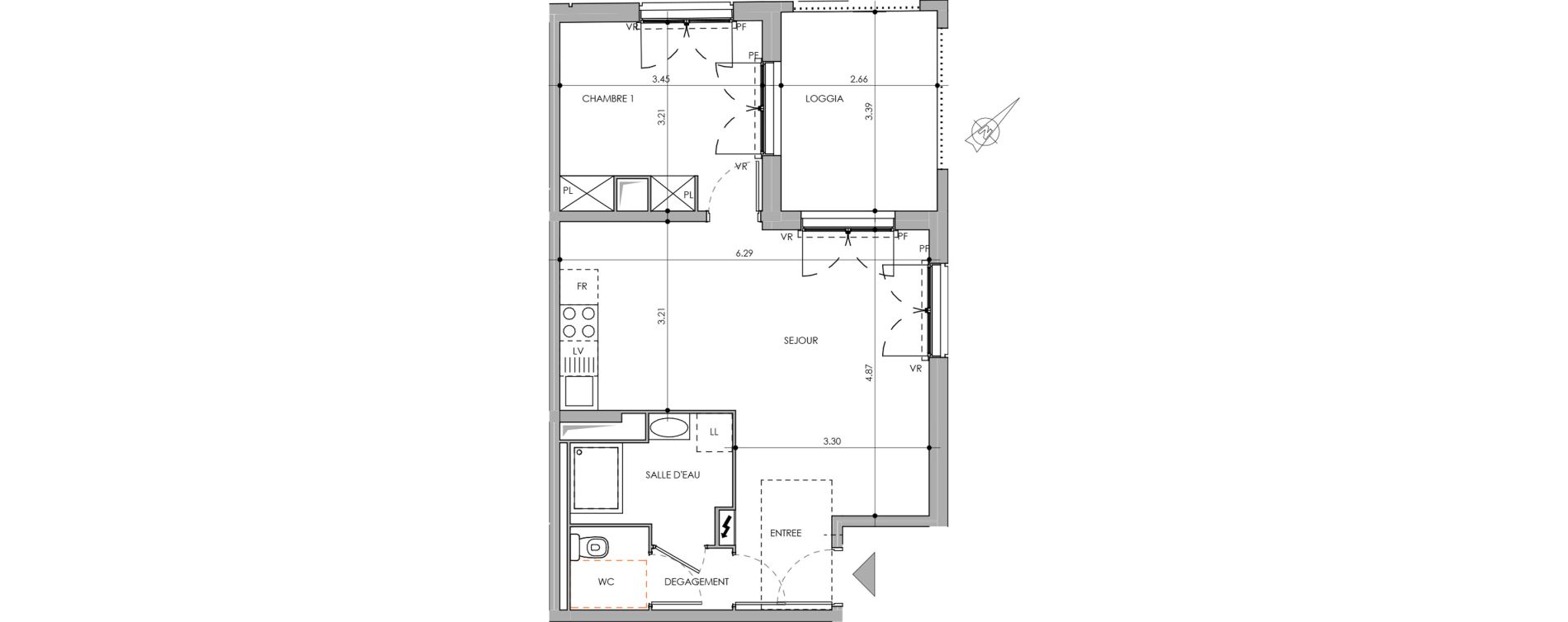 Appartement T2 de 47,08 m2 &agrave; Dijon Poussots