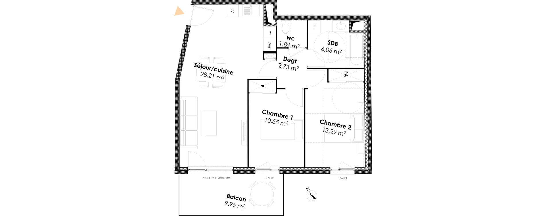 Appartement T3 de 62,73 m2 &agrave; Dijon Victor hugo dijon