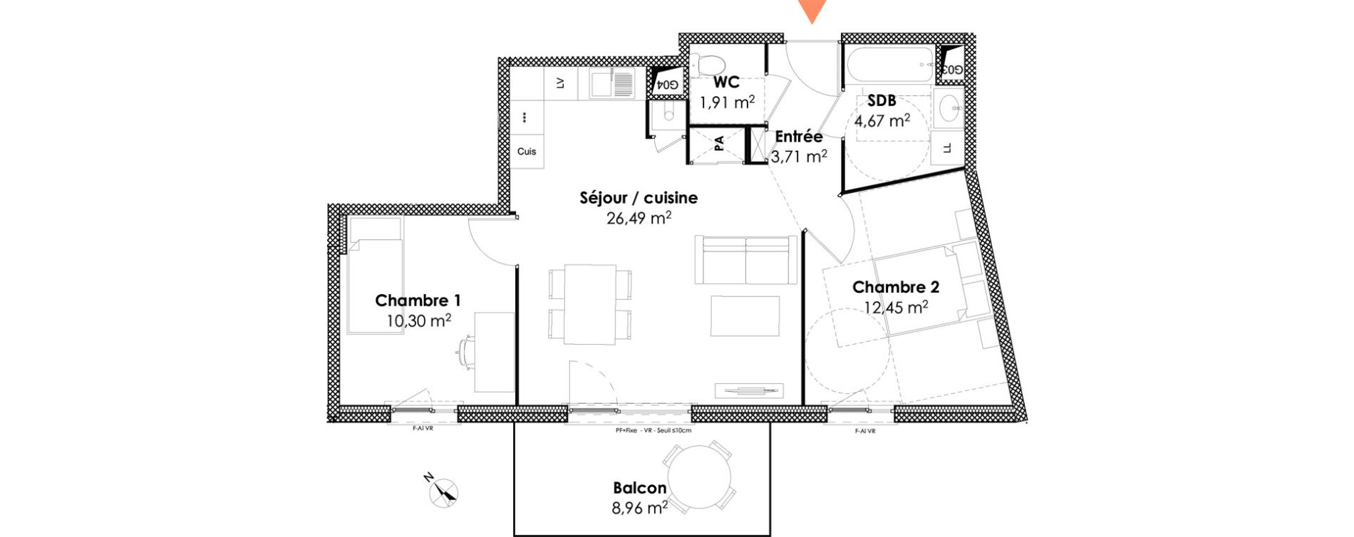 Appartement T3 de 59,53 m2 &agrave; Dijon Victor hugo dijon