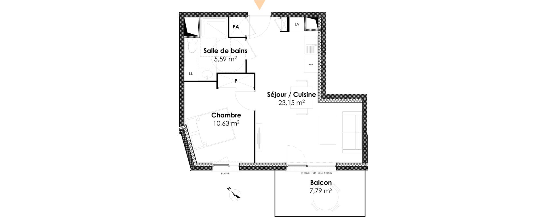 Appartement T2 de 39,37 m2 &agrave; Dijon Victor hugo dijon