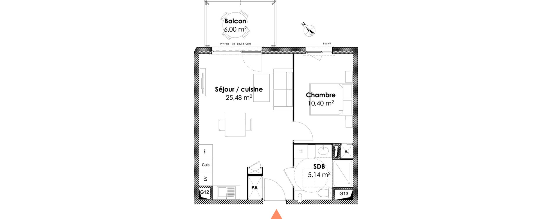 Appartement T2 de 41,02 m2 &agrave; Dijon Victor hugo dijon