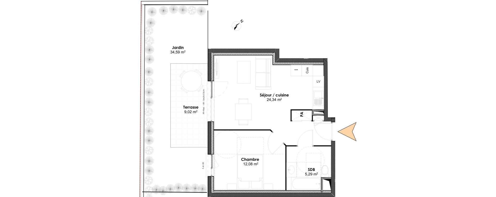Appartement T2 de 41,71 m2 &agrave; Dijon Victor hugo dijon