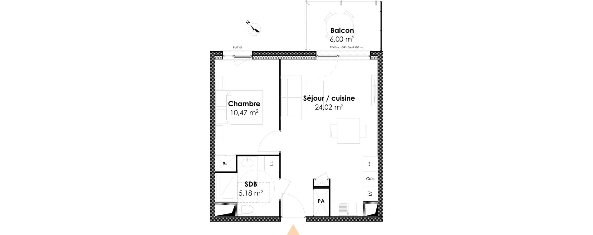 Appartement T2 de 39,67 m2 &agrave; Dijon Victor hugo dijon