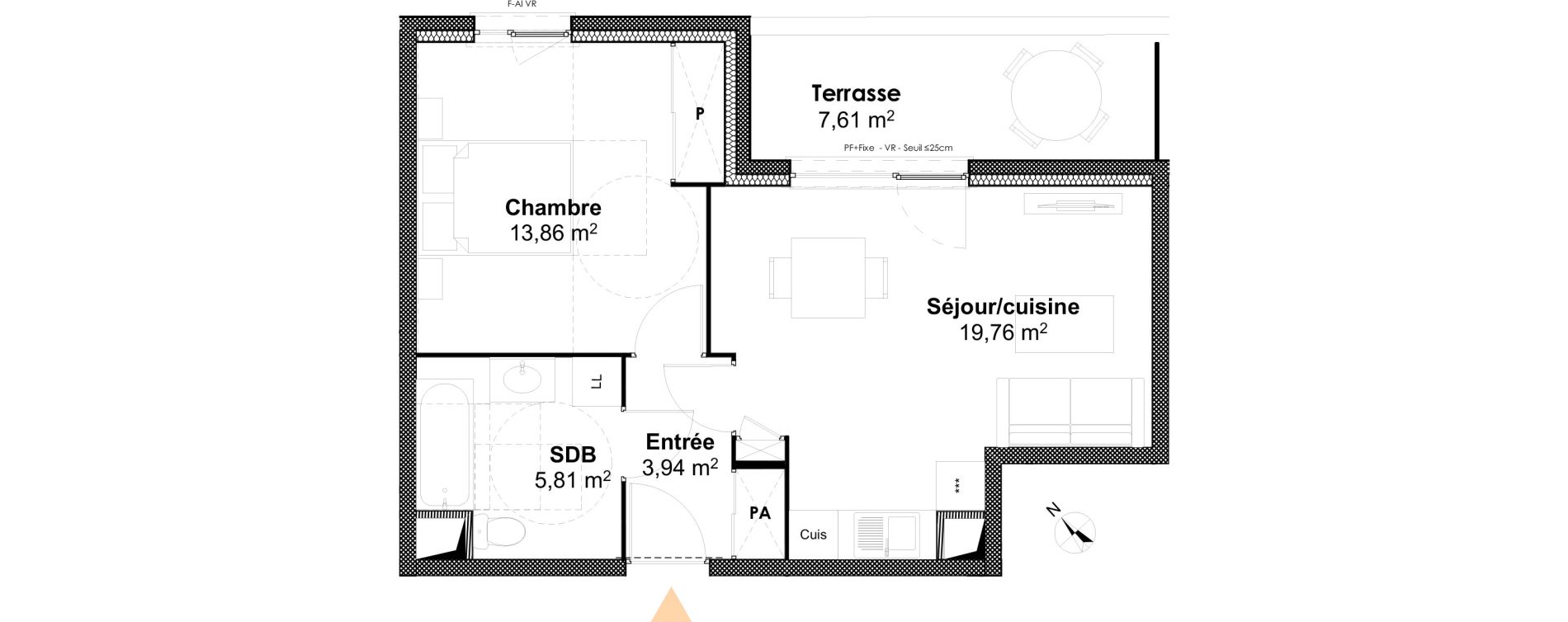 Appartement T2 de 43,37 m2 &agrave; Dijon Victor hugo dijon