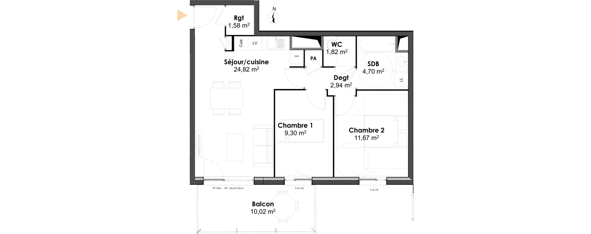 Appartement T3 de 56,83 m2 &agrave; Dijon Victor hugo dijon