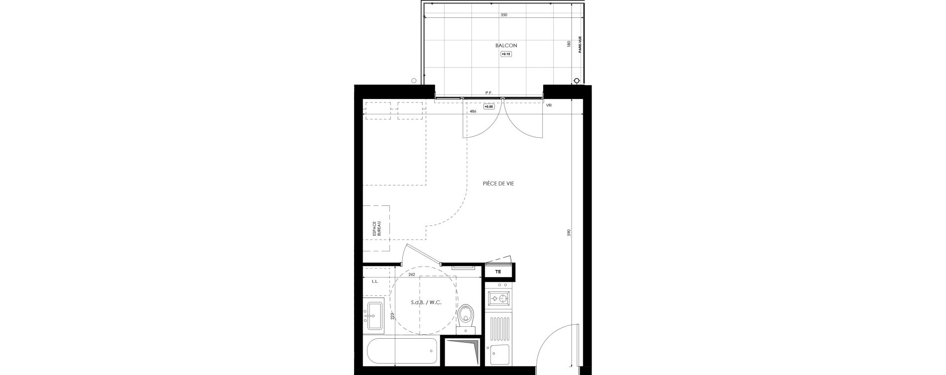Appartement T1 de 27,40 m2 &agrave; Dijon Lyautey