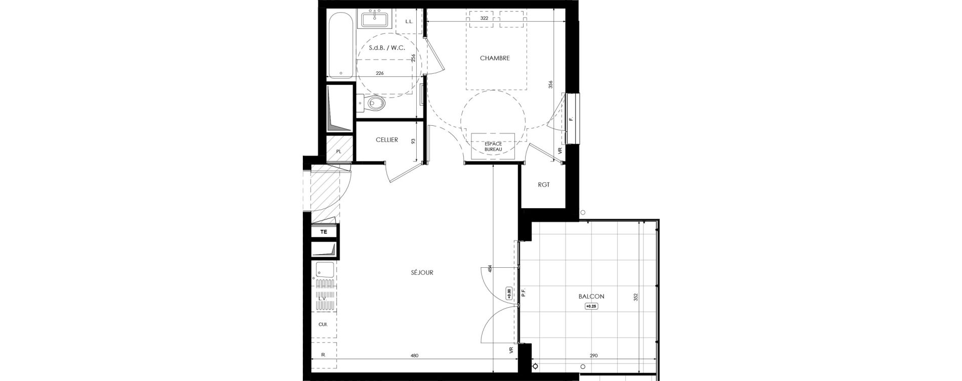 Appartement T2 de 42,40 m2 &agrave; Dijon Lyautey