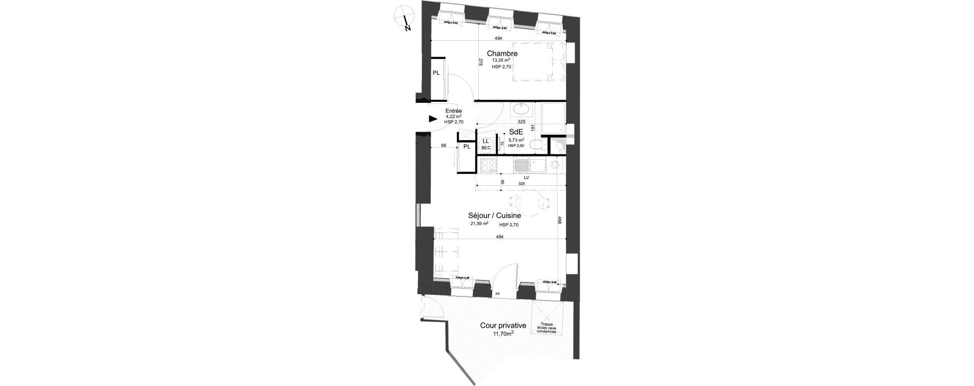 Appartement T2 de 44,89 m2 &agrave; Dijon Jean-jacques rousseau