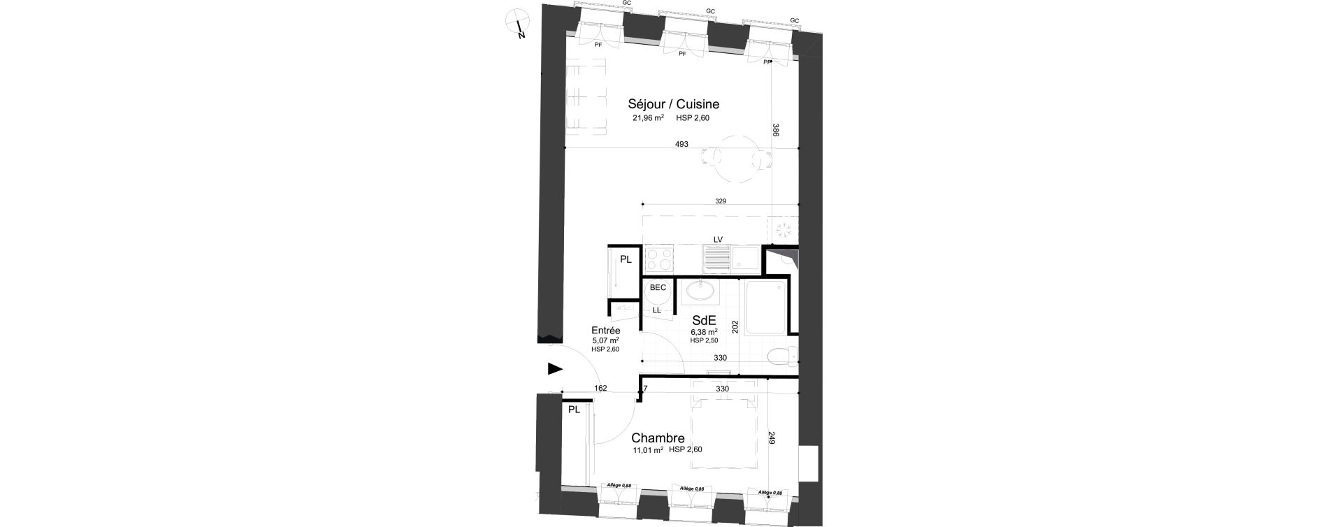 Appartement T2 de 44,42 m2 &agrave; Dijon Jean-jacques rousseau