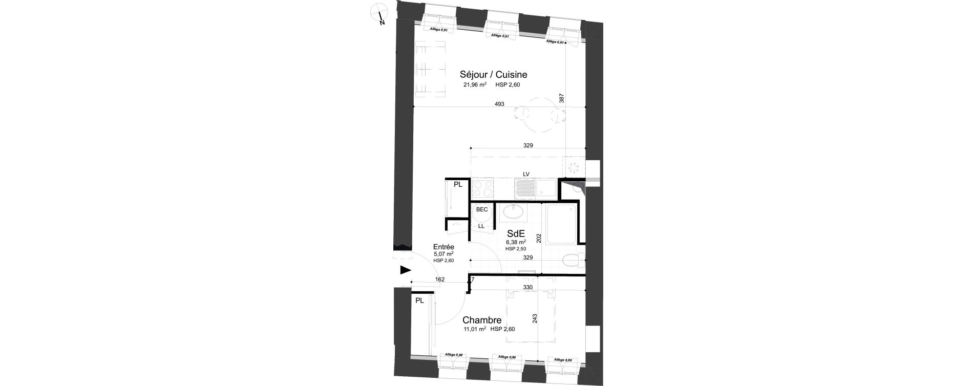 Appartement T2 de 44,42 m2 &agrave; Dijon Jean-jacques rousseau