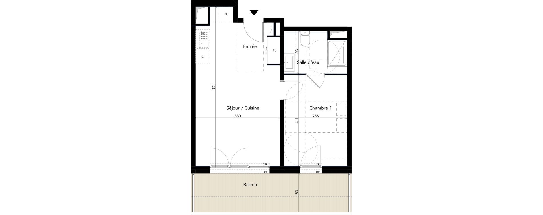 Appartement T2 de 41,91 m2 &agrave; Dijon Arsenal