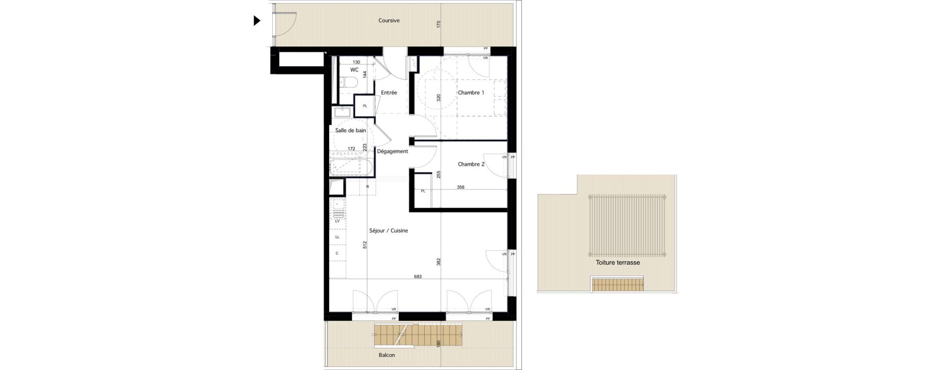 Appartement T3 de 63,01 m2 &agrave; Dijon Arsenal
