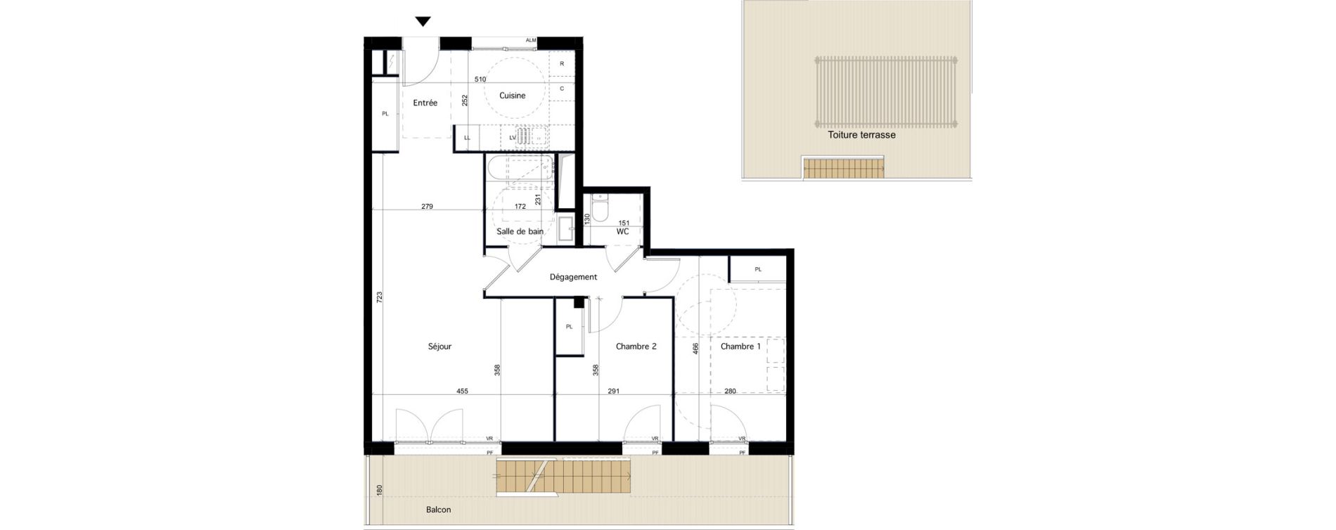 Appartement T3 de 74,32 m2 &agrave; Dijon Arsenal