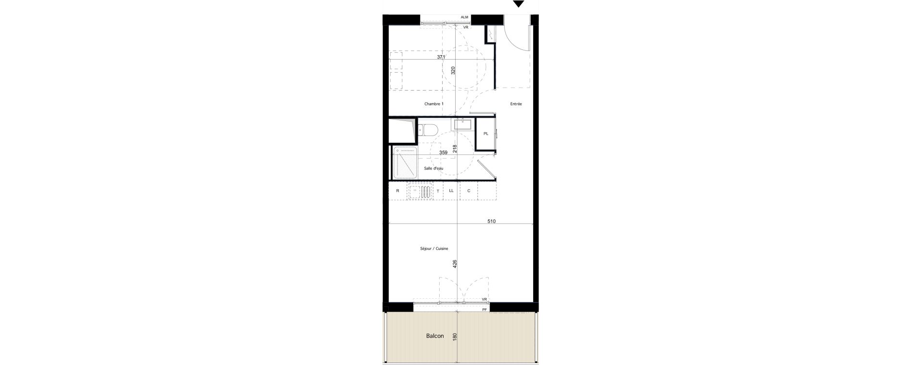 Appartement T2 de 47,69 m2 &agrave; Dijon Arsenal