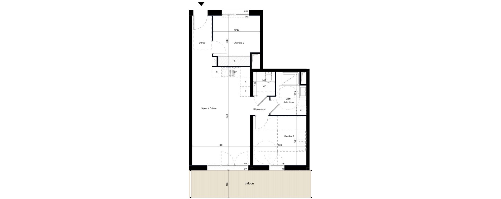 Appartement T3 de 58,89 m2 &agrave; Dijon Arsenal