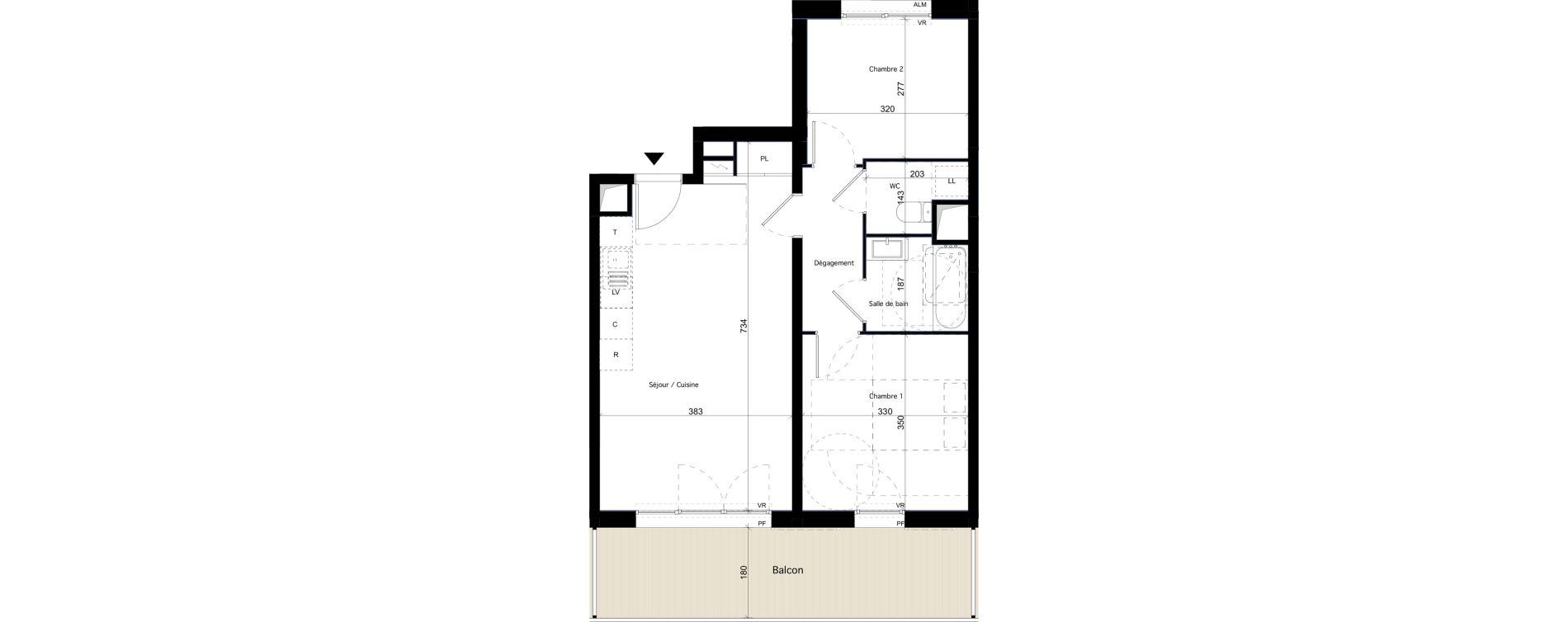 Appartement T3 de 56,25 m2 &agrave; Dijon Arsenal