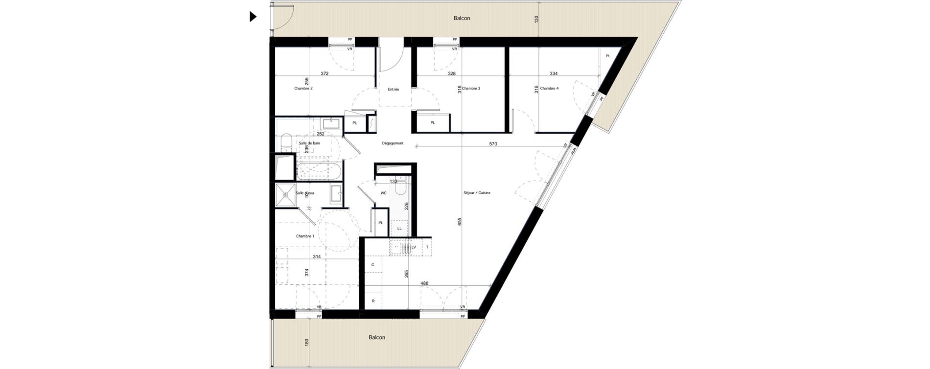 Appartement T5 de 94,43 m2 &agrave; Dijon Arsenal