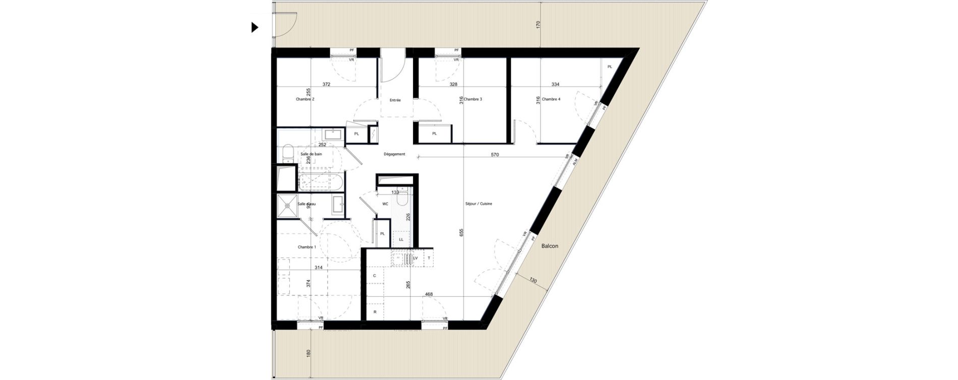 Appartement T5 de 94,43 m2 &agrave; Dijon Arsenal