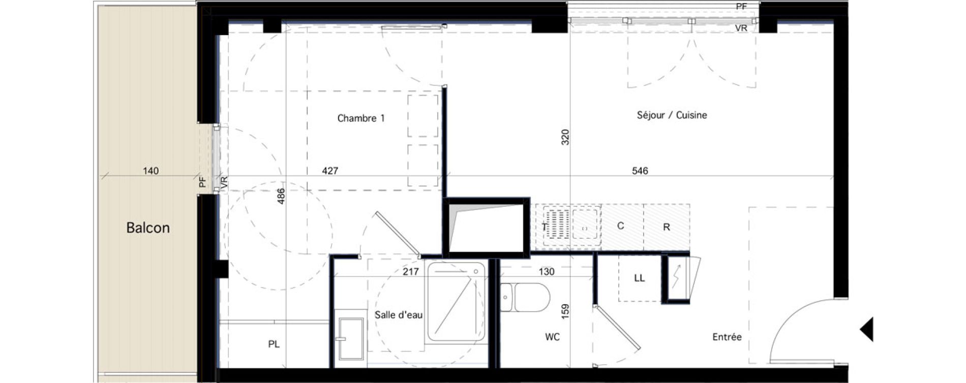 Appartement T2 de 40,12 m2 &agrave; Dijon Arsenal