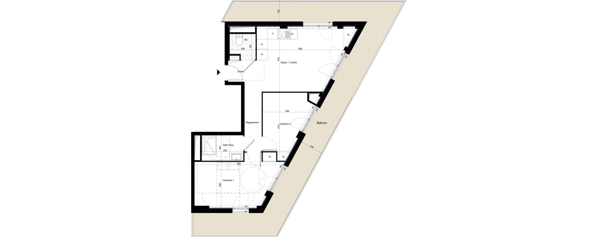 Appartement T3 de 56,55 m2 &agrave; Dijon Arsenal