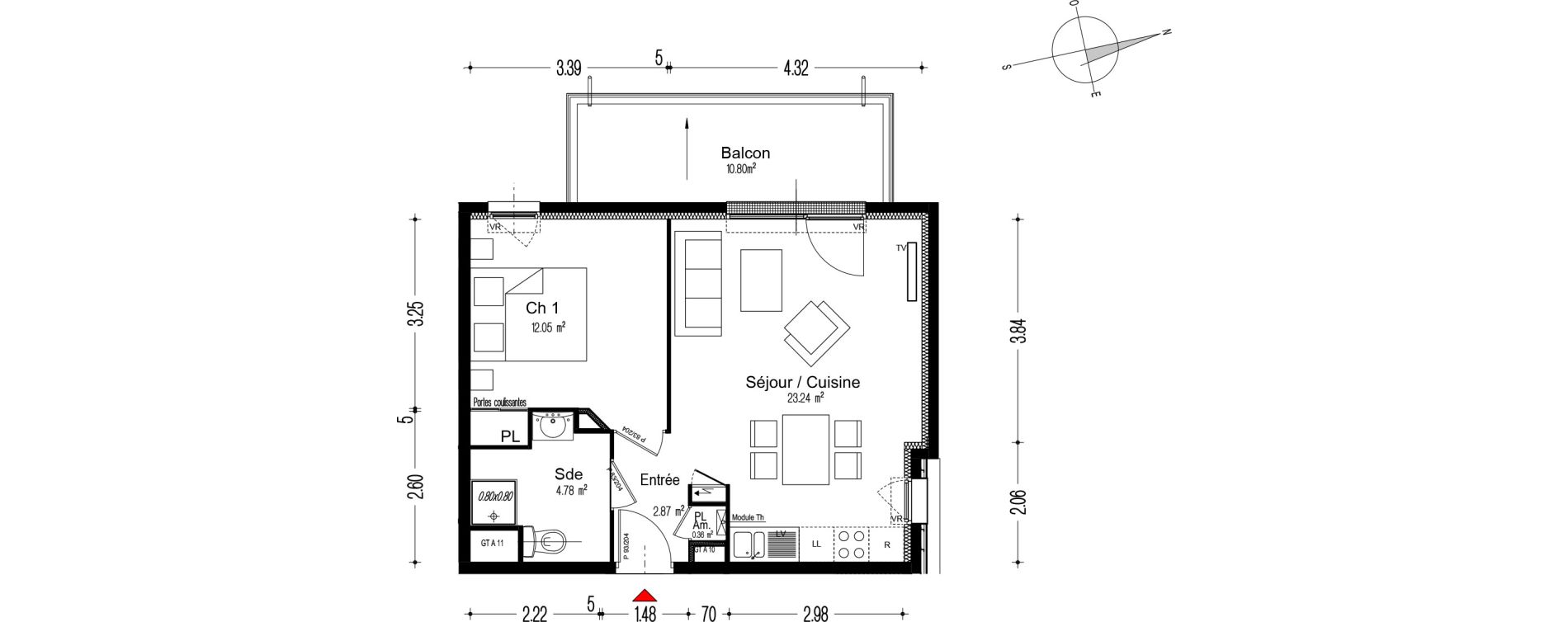Appartement T2 de 43,30 m2 &agrave; Dijon Via romana
