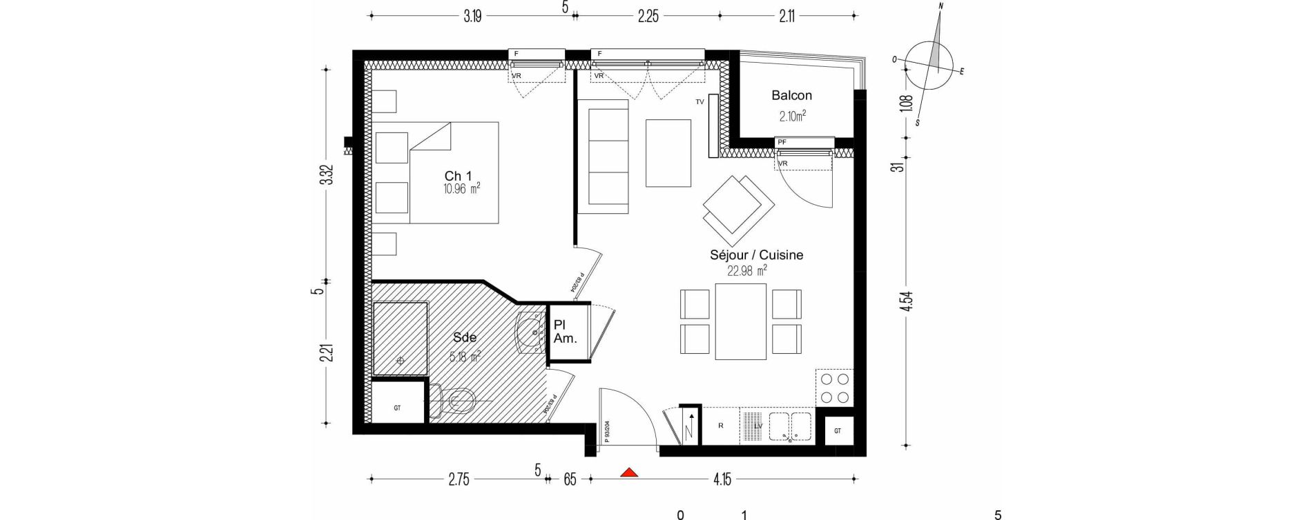 Appartement T2 de 39,12 m2 &agrave; Dijon Via romana