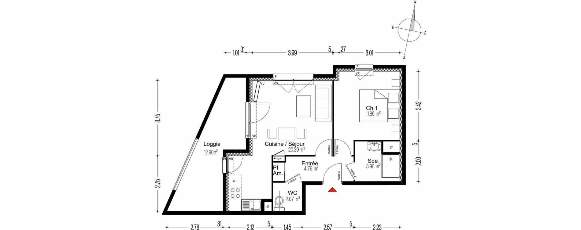 Appartement T2 de 43,01 m2 &agrave; Dijon Via romana