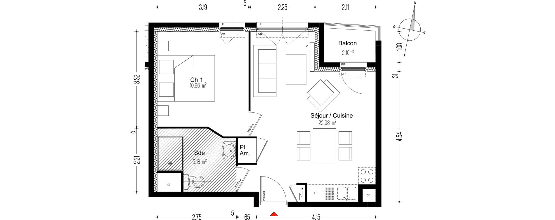 Appartement T2 de 39,12 m2 &agrave; Dijon Via romana