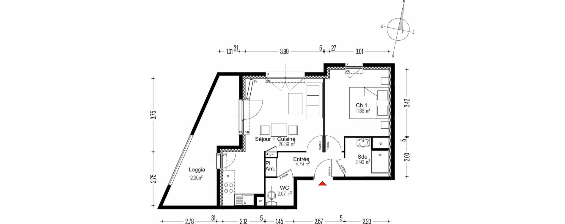 Appartement T2 de 43,01 m2 &agrave; Dijon Via romana