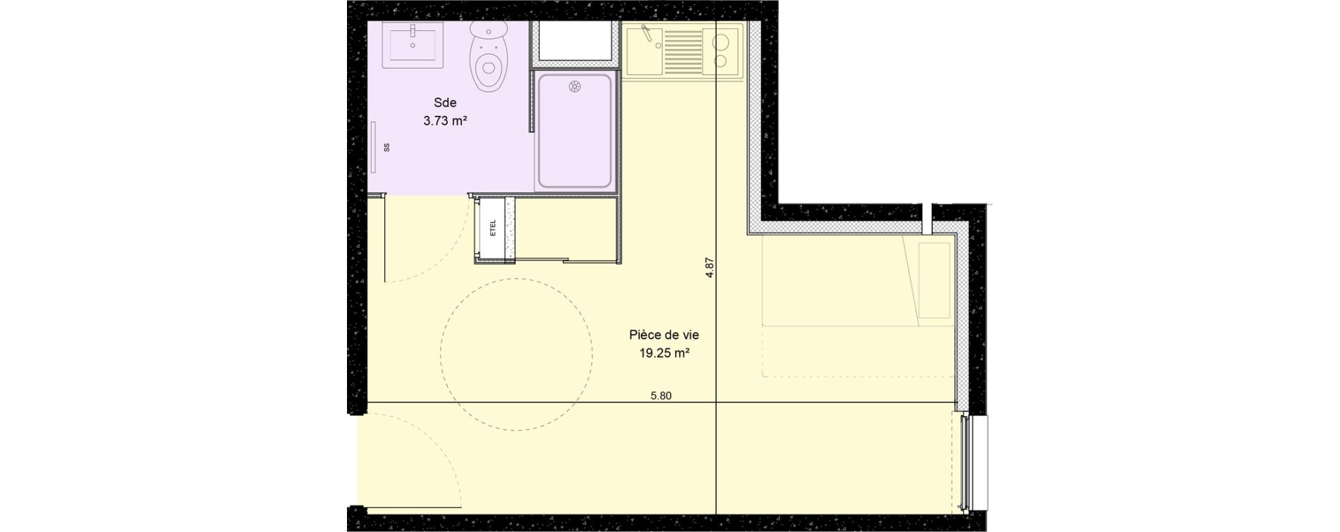 Appartement T1 de 22,98 m2 &agrave; Dijon Fauconnet