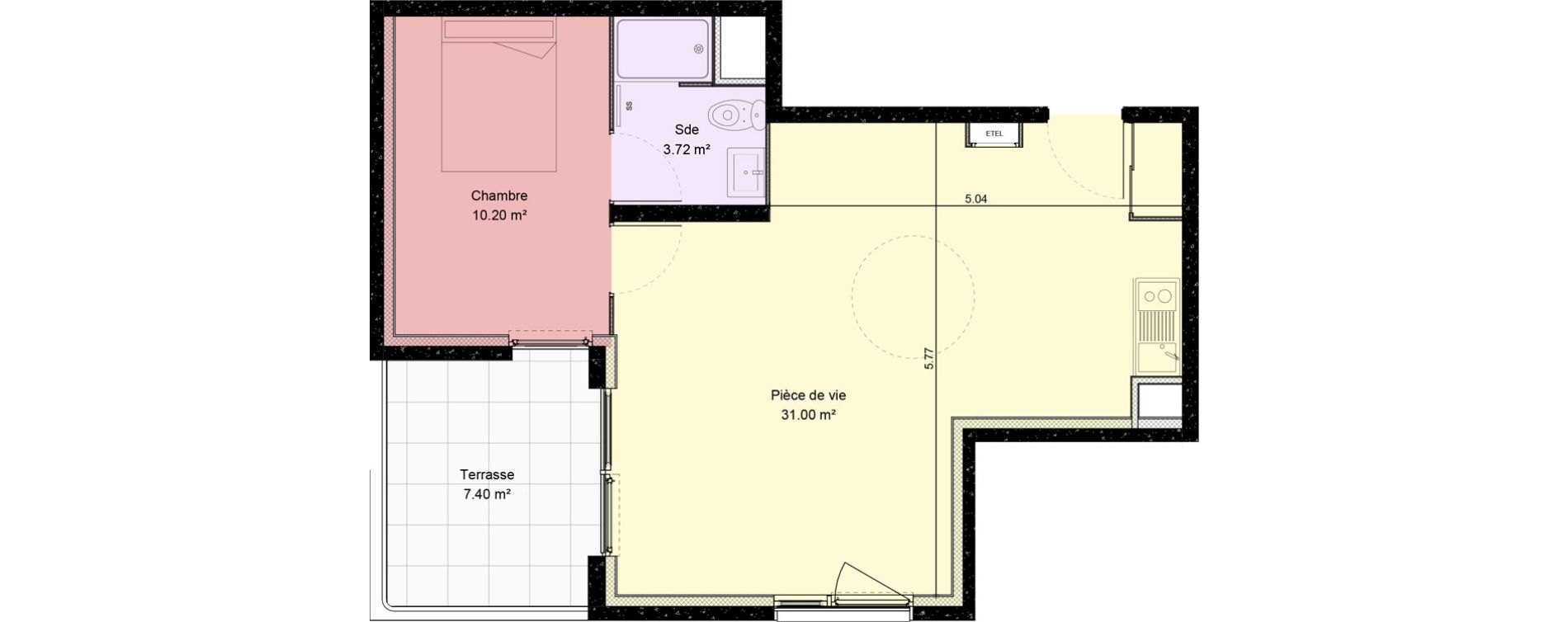 Appartement T2 de 44,92 m2 &agrave; Dijon Fauconnet