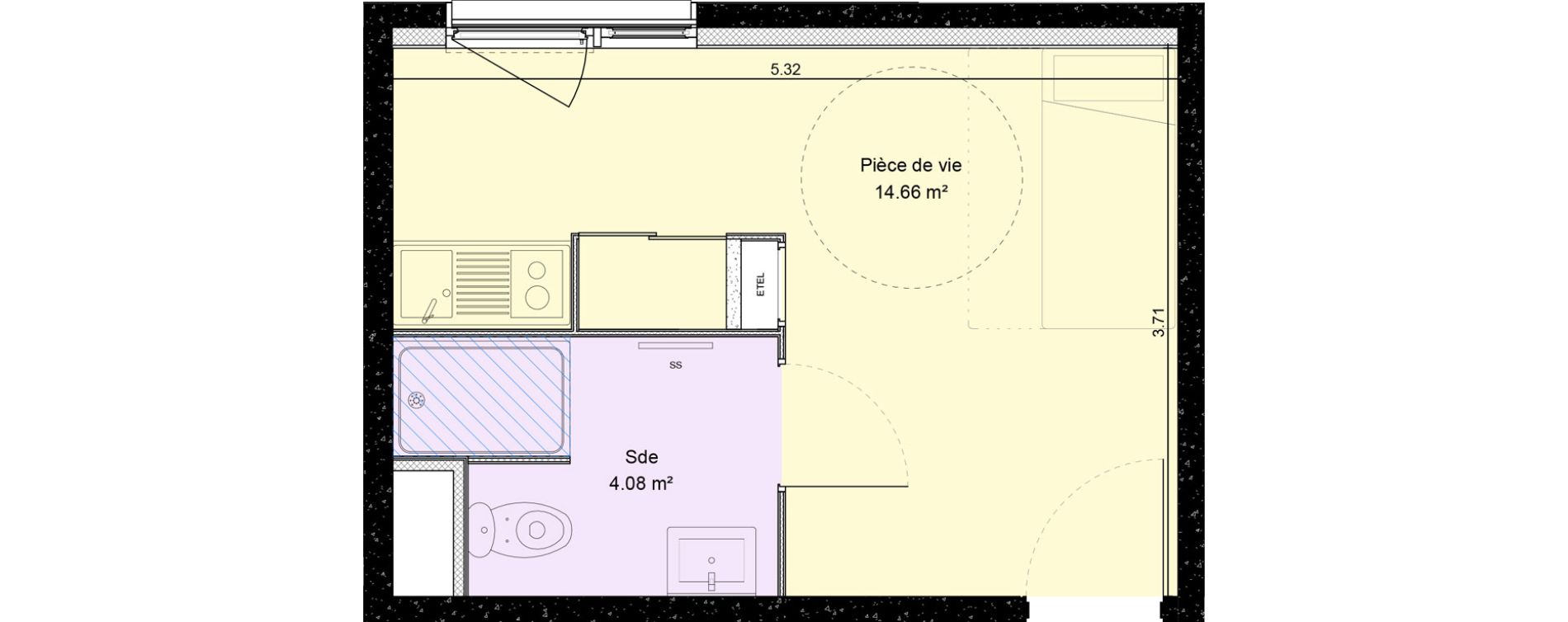 Appartement T1 de 18,73 m2 &agrave; Dijon Fauconnet