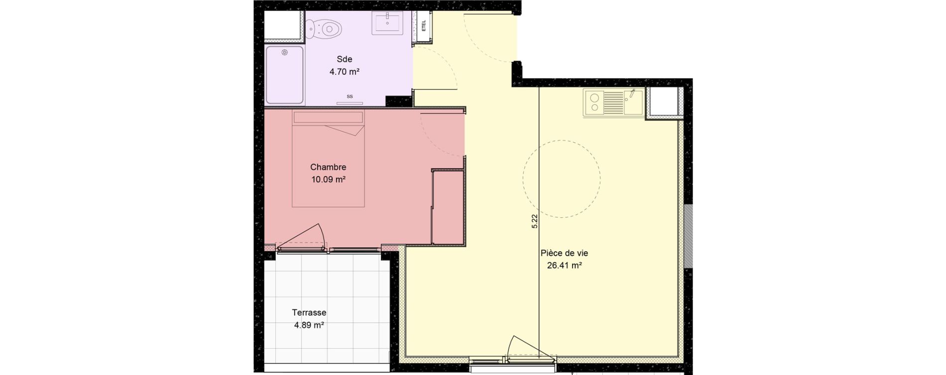 Appartement T2 de 41,20 m2 &agrave; Dijon Fauconnet