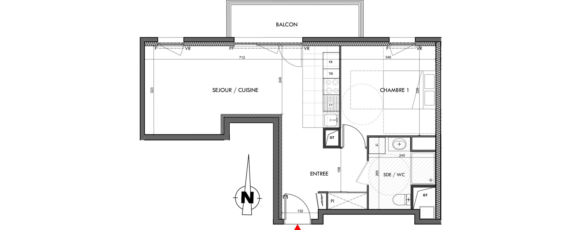 Appartement T2 de 46,44 m2 &agrave; Dijon Montmuzard