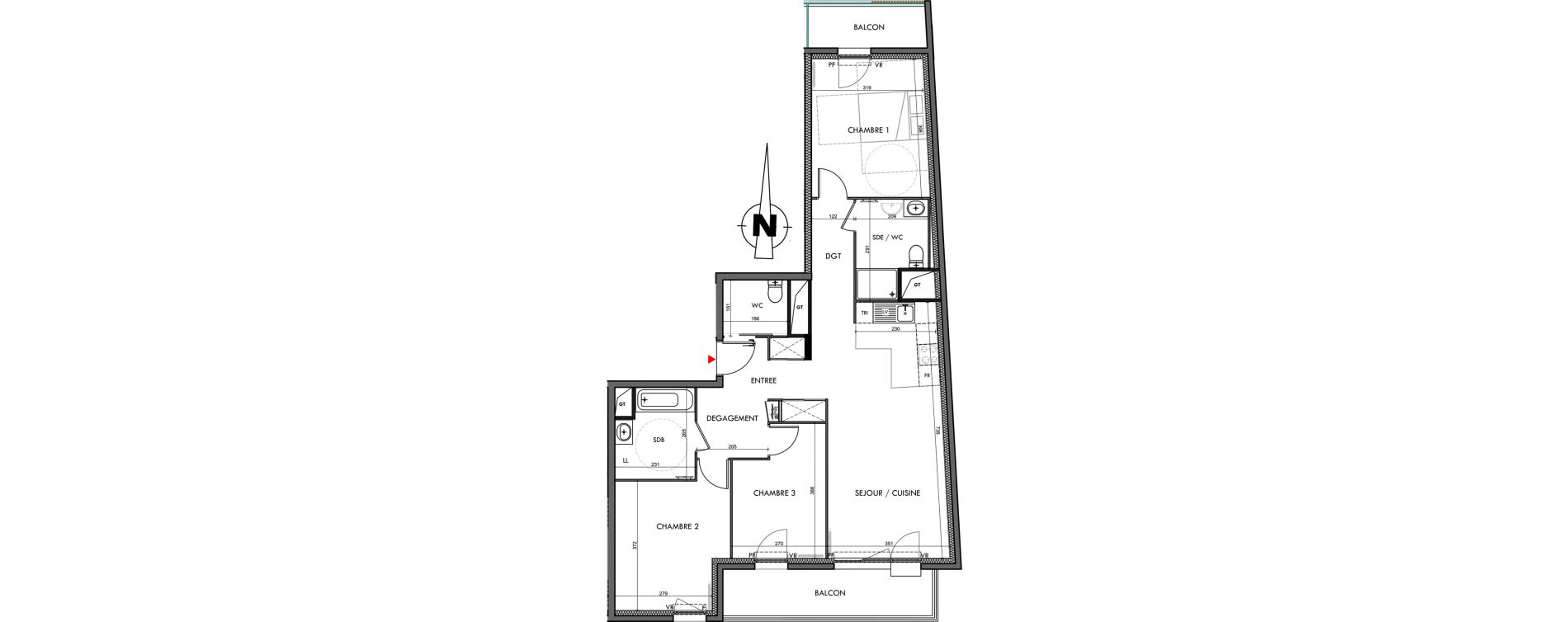 Appartement T4 de 86,49 m2 &agrave; Dijon Montmuzard