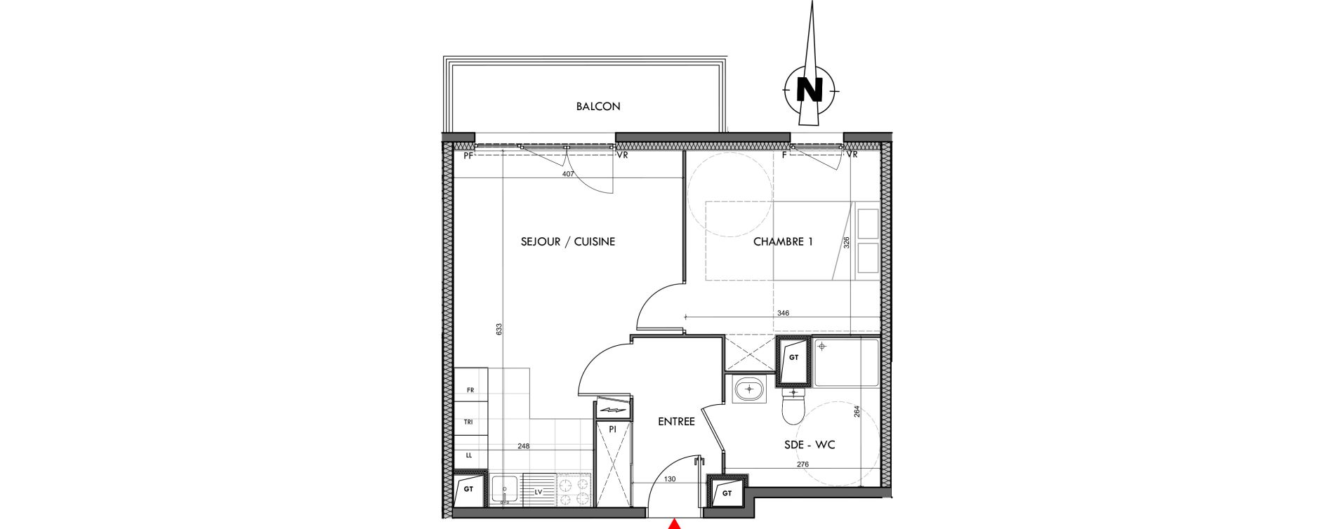 Appartement T2 de 44,67 m2 &agrave; Dijon Montmuzard