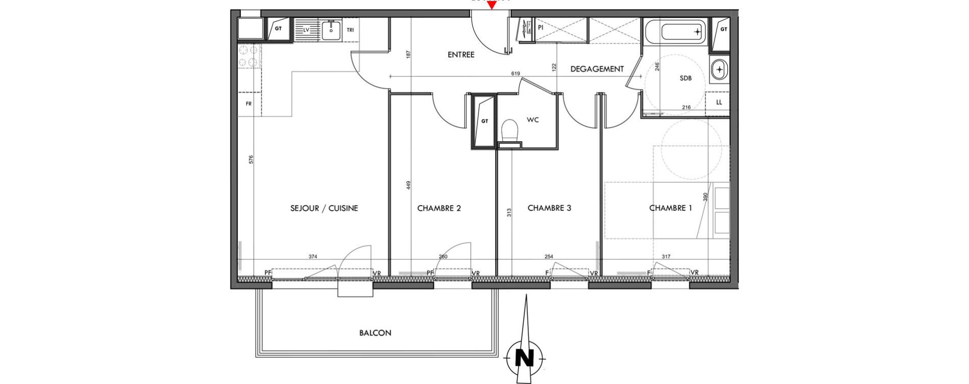 Appartement T4 de 74,18 m2 &agrave; Dijon Montmuzard
