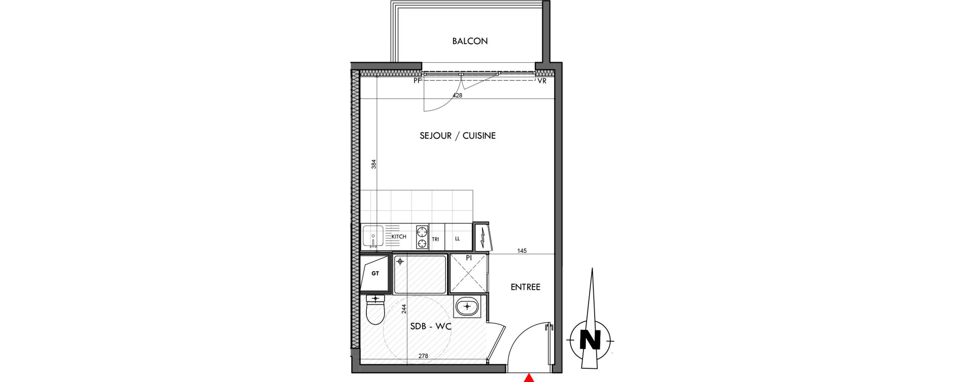 Appartement T1 de 25,85 m2 &agrave; Dijon Montmuzard