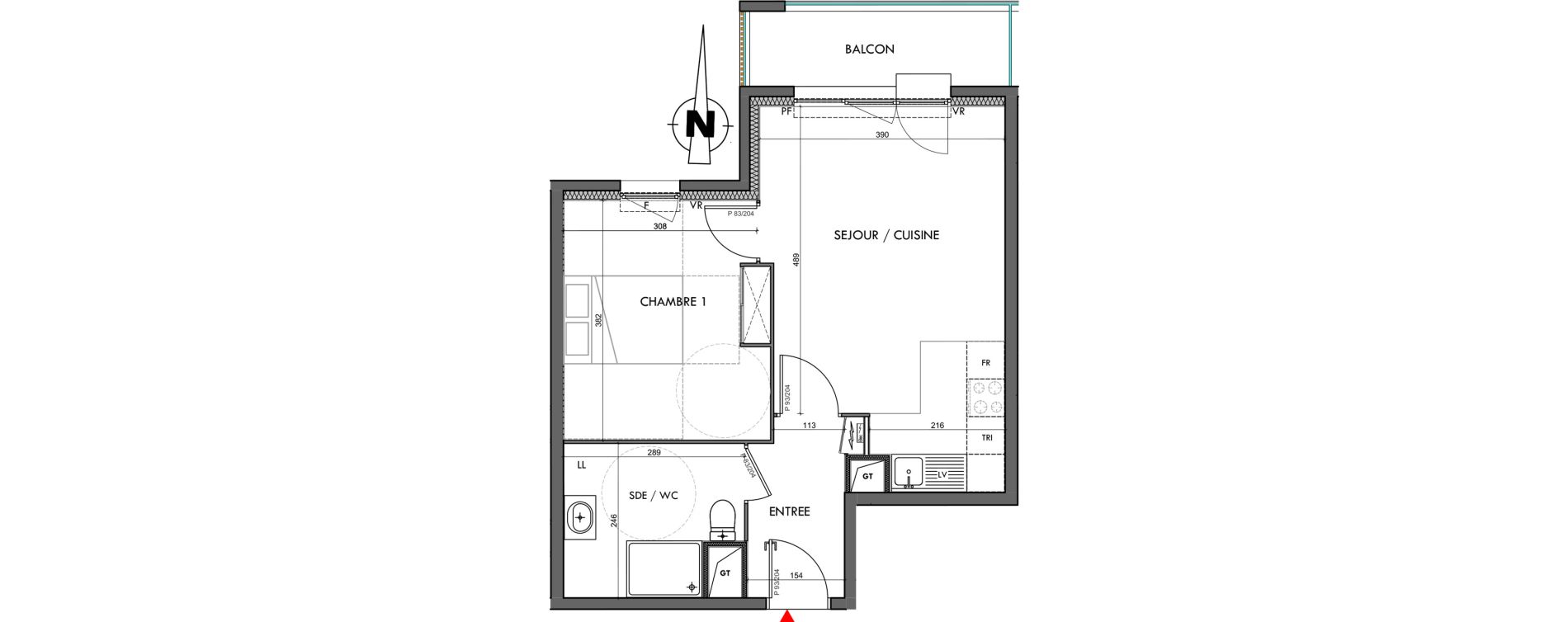 Appartement T2 de 44,17 m2 &agrave; Dijon Montmuzard