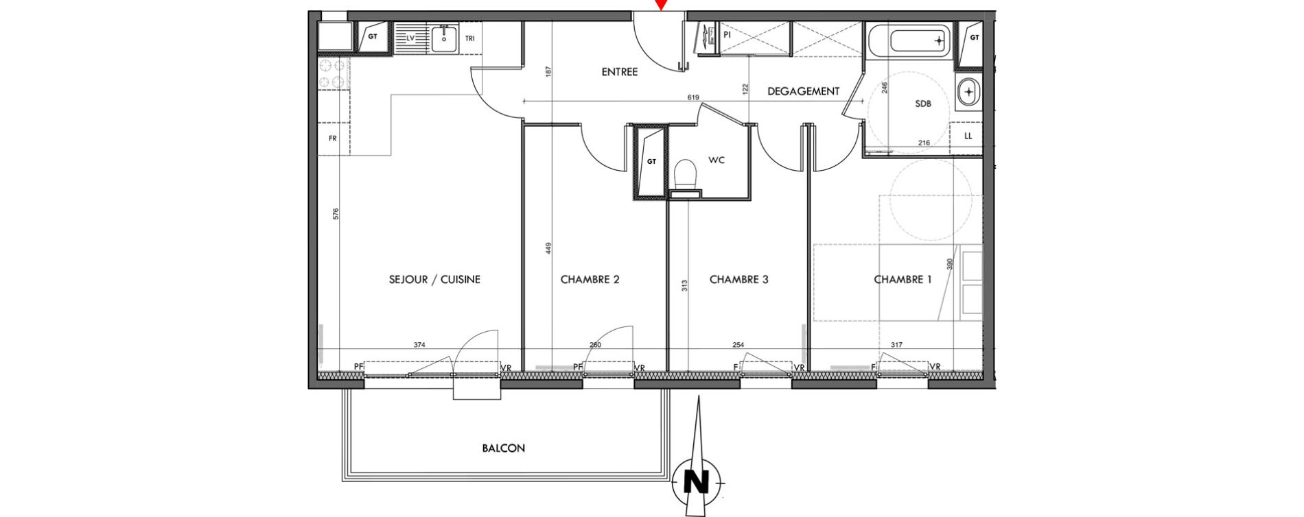Appartement T4 de 74,18 m2 &agrave; Dijon Montmuzard