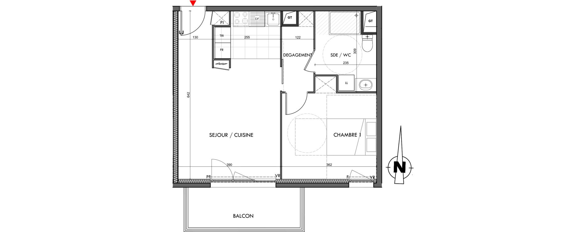 Appartement T2 de 46,44 m2 &agrave; Dijon Montmuzard