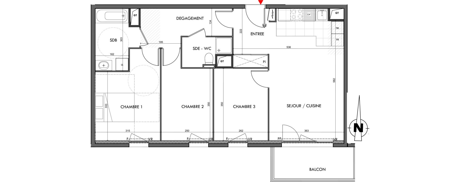Appartement T4 de 74,01 m2 &agrave; Dijon Montmuzard