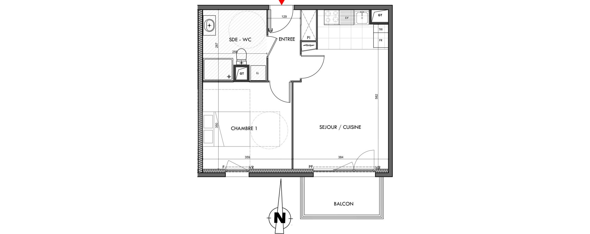 Appartement T2 de 46,14 m2 &agrave; Dijon Montmuzard