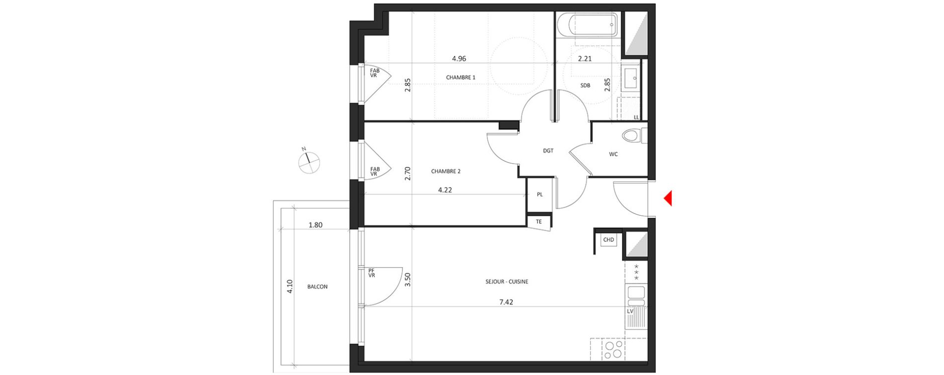 Appartement T3 de 63,56 m2 &agrave; Dijon Montchapet