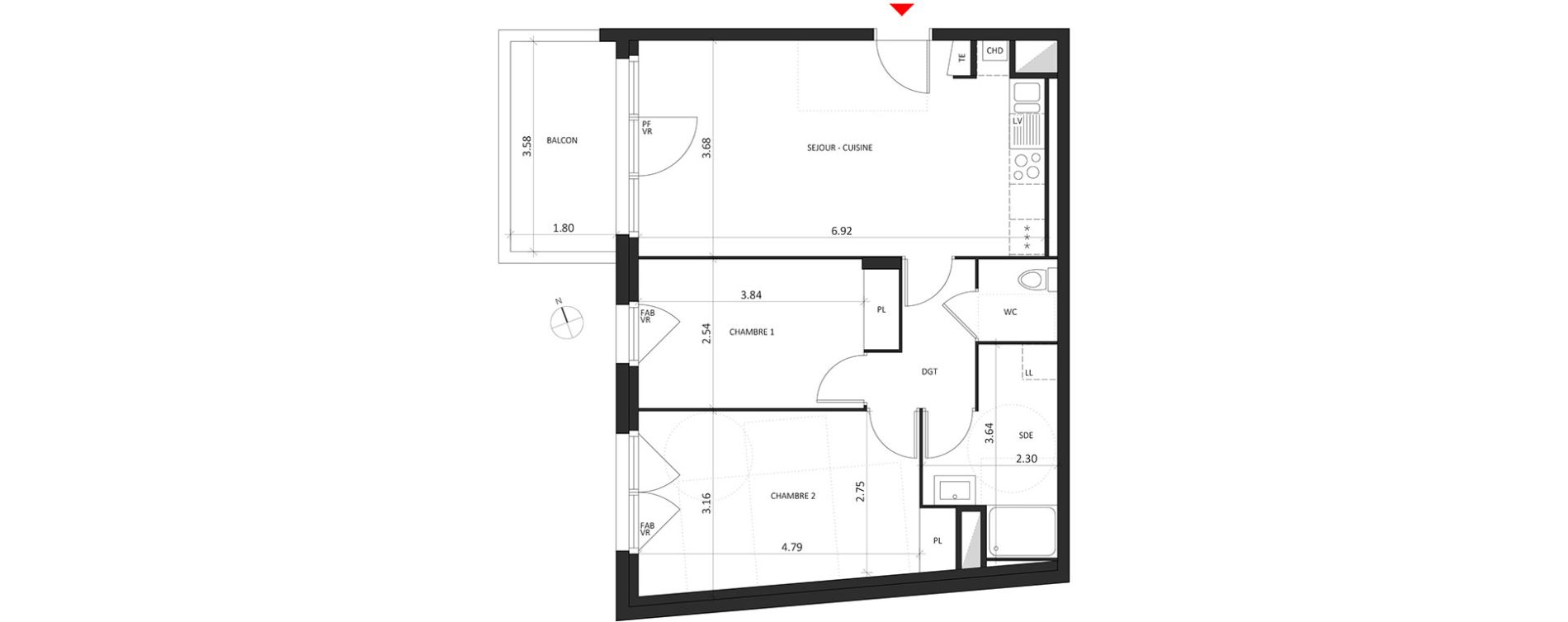 Appartement T3 de 62,04 m2 &agrave; Dijon Montchapet