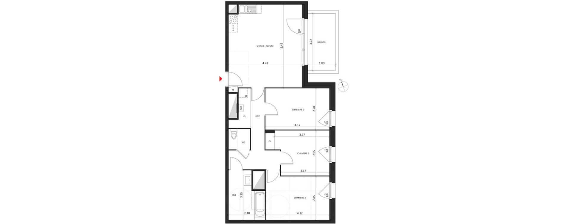 Appartement T4 de 76,86 m2 &agrave; Dijon Montchapet